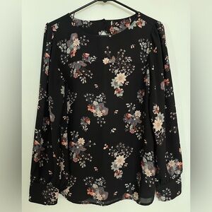 Floral Black Women's Work Blouse